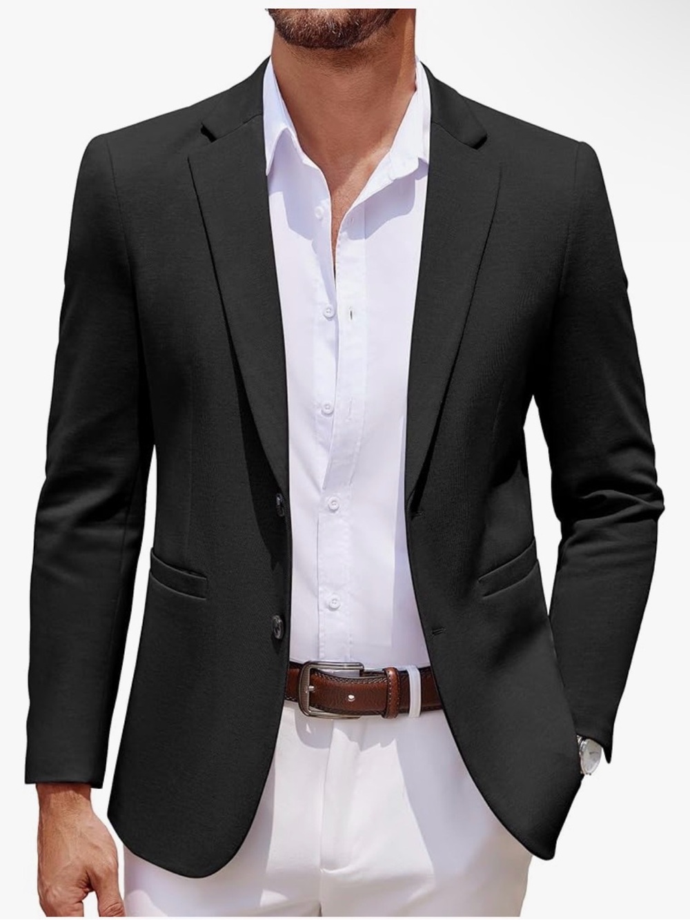 Coofandy Men’s Casual Knit Blazer 2 Button Sports Coat Suit Jacket 3XL Black